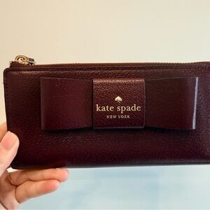 kate spade Burgundy Bow Zip Wallet